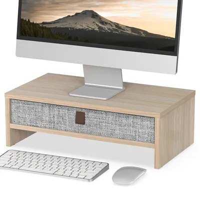 Produktbild von Monitorständer mit Schublade 42,5 cm Eiche 20 kg Tragkraft