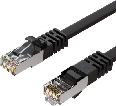 Produktbild von RJ45 Flachkabel m. CAT 7 Rohkabel slim sw 1m