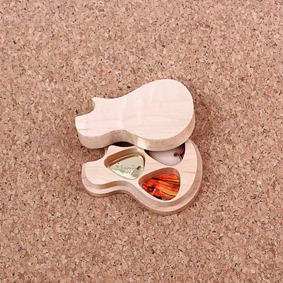 Immagine prodotto di Portaplettri in legno - Set da 3 pezzi - Plettri e raschietti