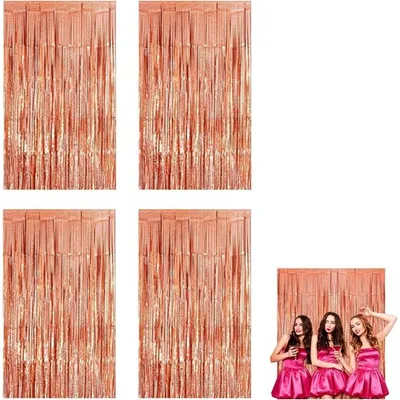 Produktbild von Goldene Tinsel Vorhänge - Metallic Glitzer Vorhangfolie für Hochzeiten, Verlobungen und Festdekoration
