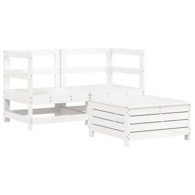 Produktbild von 3-tlg. Garten-Sofagarnitur Weiß Massivholz Kiefer