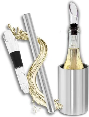 Produktbild von Edelstahlfussmatte mit Geschenkflaschenhalter und Weinwickler