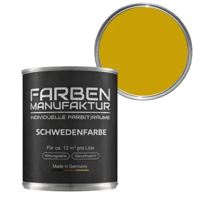 Produktbild von Schwedenfarbe Holzfarbe Holzlack Holzschutz Wetterschutzfarbe deckend 2L - gelb dunkel