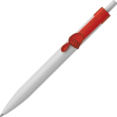 Produktbild von 10x Druckkugelschreiber / "Fingerzeig" / Clipfarbe: rot