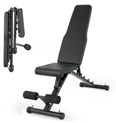 Image de Banc de musculation - Banc à haltères pliable - Réglable en plusieurs positions - Pour la salle de sport à domicile - Entraînement complet du corps pour femmes - Noir