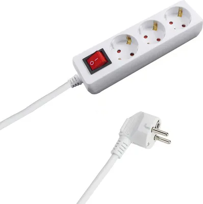 Immagine prodotto di Presa multipla / presa multipla, 3 prese con messa a terra e interruttore
