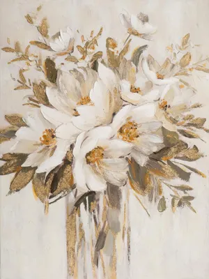 Produktbild von ArtUniverse Leinwandbild Goldene Blumen 90 x 120 cm