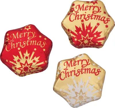 Produktbild von Mini-Sternchen "Merry Christmas" aus Edelvollmilchschokolade, 100x6,25g