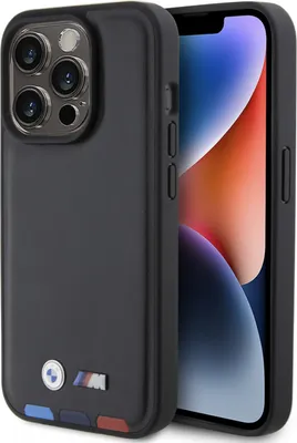 Zdjęcie produktu dla Etui Bmw Leather Stamp Tricolor Do Iphone 15 Pro - Czarne