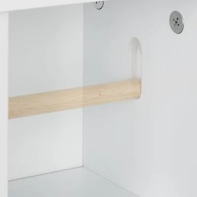 Productafbeelding van Famanu Vrijstaande toiletrolhouder met 2 vakken en lade - modern design - wit/zilver