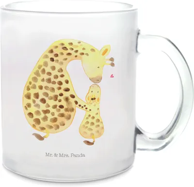 Produktbild von Mr. & Mrs. Panda Tee Tasse Giraffe Kind - Transparent - Geschenk, Haferl, Trinkglas, Mutter, getränkebecher, Mama, Lieblingsmensch, Teetasse Glas, Afrika, Tochter, Häferl