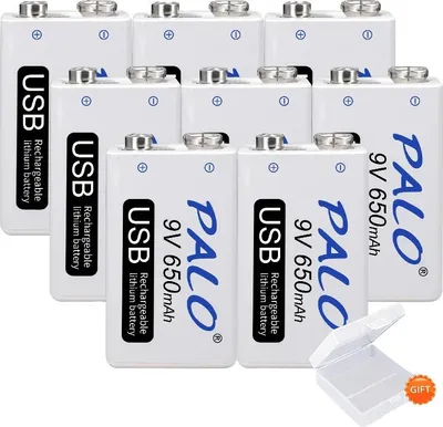 Obrázek produktu pro Dobíjecí baterie, kapacita 650 mAh, nabíjecí port Micro USB, 8 ks, 9 V