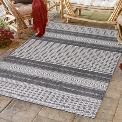 Produktbild von Outdoor-Teppich, Vintage-Design, beige, für Terrasse, Balkon oder Küche, Polypropylen-Rückseite 120 x 170 cm