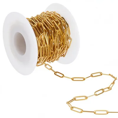 Paperclip-Kette 5 m, 18K vergoldet, Edelstahl, DIY-Schmuck