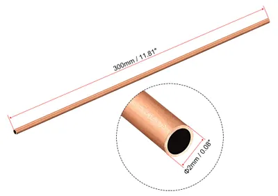 Produktbild von 5 Stš¹ck 300mm Lange Kupferrohr 2mm Au?endurchmesser, Nahtlose Gerades Rohr 0,2mm Wandst?rke, Kupfer Rundrohr fš¹r Industrie Bauwesen Garten Haushalt Bastelarbeiten Dekoration