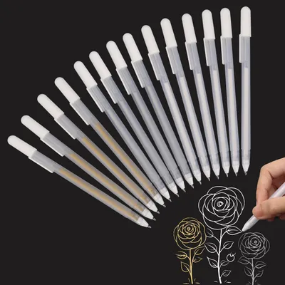 Produktbild von 16-teiliges Gelstift-Set Weiß, Gold, Silber 0,8 mm Feinlinie wasserfest
