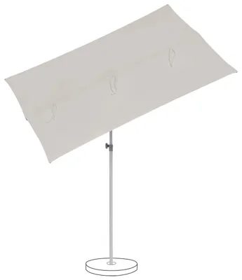 A rectangular umbrella on a stand, shown against a white background.
