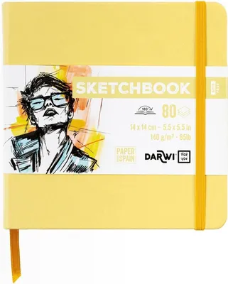 Image de Carnet de croquis Darwi Dfy 80, 14 x 14 cm, 140 g, jaune pâle