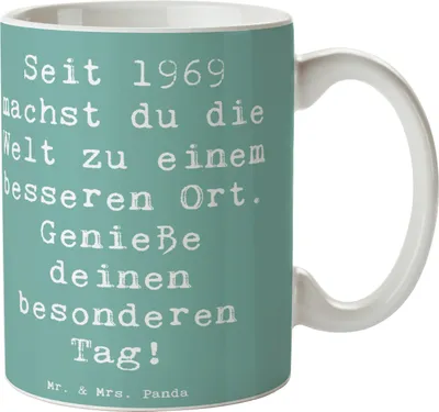 Produktbild von Mr. & Mrs. Panda Tasse Spruch 1969 Geburtstag - Meeresbrise - Geschenk, außergewöhnlicher Charakter, Becher, Kaffeetasse, Keramiktasse, Glückwunsch, magische Präsenz