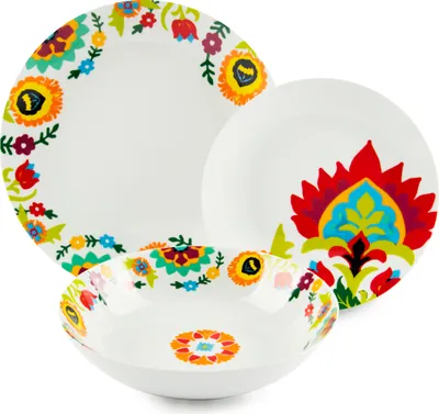 Image de Excelsa Set de vaisselle 18 pièces Jaipur Porcelaine Multicolore