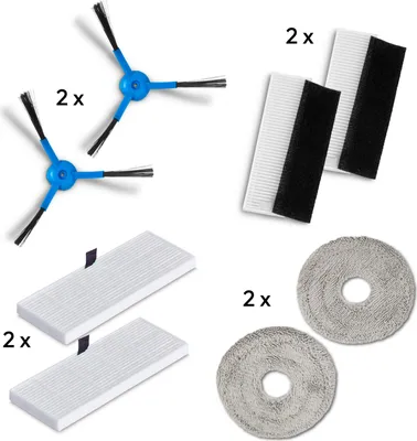 Produktbild von MEDION Zubehör Ersatz für Saugroboter X55 SW+ MD12039 (jeweils 2x Mopp-Aufsätze, HEPA-Filter, Schwamm-Filter und Seitenbürsten)