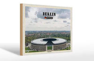 Produktbild von Holzschild Städte Berlin Olympiastadion Deutschland 30x20cm