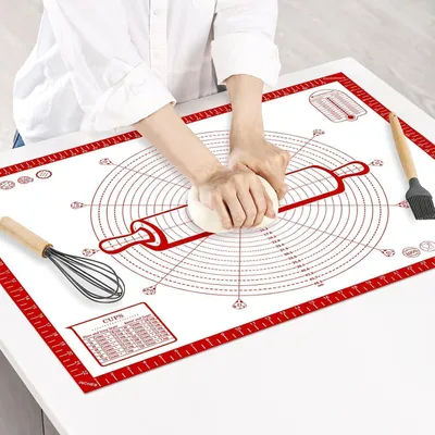 Produktbild von Silikon Backmatte Extra groß 80x60cm Antihaft mit Messung Rot