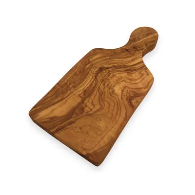 Image de Planche à découper avec poignée "Classica" L 26 cm faite à la main en bois d'olivier