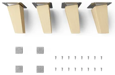 Produktbild von 4x sossai Holzfüße eckig - schräge Ausführung 10cm Buche Naturbelassen