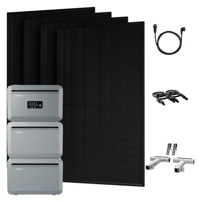 Produktbild von Powerness Balkonkraftwerk mit Speicher,Growatt NEXA 2000 Speicher und 2x NEXA2000E Erweiterungsakku, 4x 500W Solarmodule, 4x Balkon-Halterung(Silber)