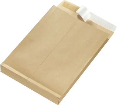 Produktbild von Faltentaschen B4 Haftklebung VE=4x25 Stück braun 130g/qm 4cm Falte