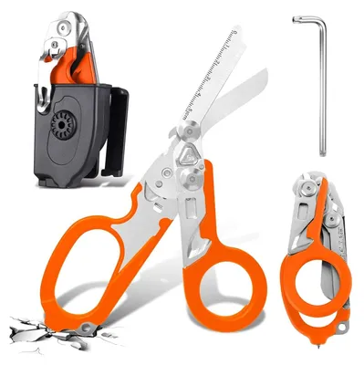 Immagine prodotto di Forbice di soccorso pieghevole multifunzione 6-in-1 - Professionale, colore arancione