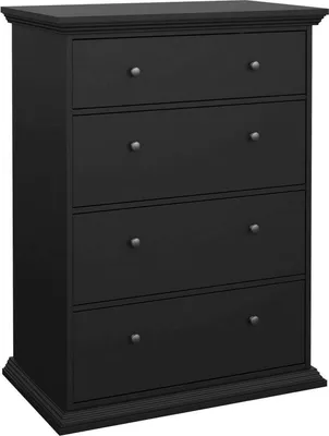 Image de Lehar - Commode, 86x52x116h cm noir, 4 tiroirs