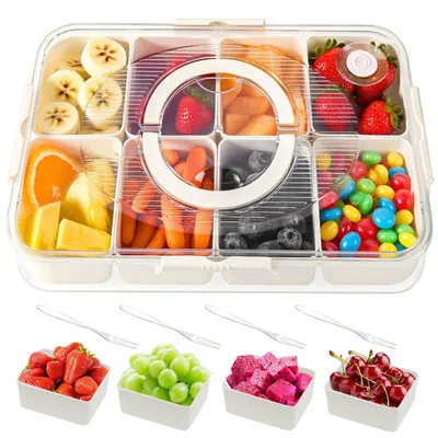 Image de Solidchoice - Boîte à collation avec 8 compartiments et couvercle - Idéale pour les fêtes