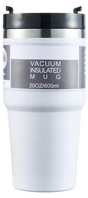 Obrázek produktu pro Opakovaně použitelná láhev na vodu s víkem a brčkem – nerezová ocel – 20oz – modrá