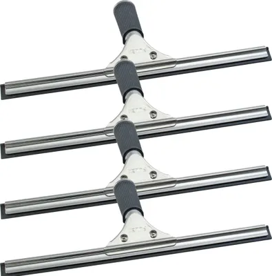 Immagine prodotto di Novaliv 4x tergivetro professionale da 25 cm in acciaio inox con labbro in gomma sostituibile tergivetro per pulizia finestre tergivetro per finestre tergivetro per doccia
