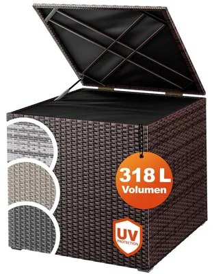 Immagine prodotto di Casaria® Baule da Giardino 318 L Impermeabile 75x75x70cm Contenitore Esterno Polyrattan Marrone