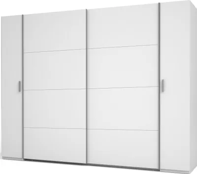Obrázek produktu pro Velká šatní skříň 270 cm GIRADOT - bílá / stříbrné úchyty