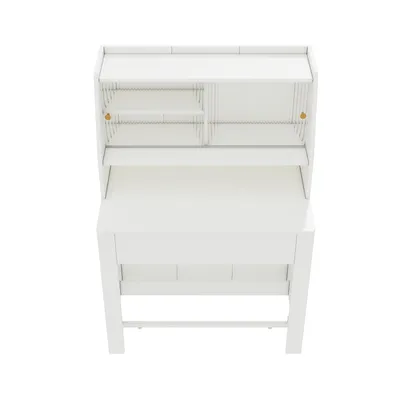 Produktbild von Flieks Esstisch Ausziehbar, Küchentisch mit Schrank, Rechteckig Esszimmertisch mit Stauraum, Kommode Sideboard Esszimmerset, 132.5x80x120cm, Weiß