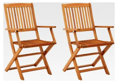 Produktbild von Klappbare Gartenstühle, 2 Stück, aus massivem Eukalyptusholz