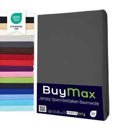 Produktbild von Spannbettlaken Jersey Spannbetttuch 100% Baumwolle Größe 160x200 cm, Farbe Anthrazit