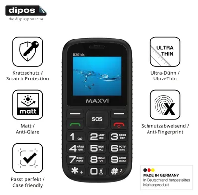 Produktbild von 4x Schutzfolie für Maxvi B201ds matt Displayschutzfolie Folie Display Schutz dipos