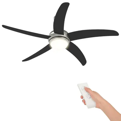 Image de Ventilateur de plafond avec lumière et télécommande, diamètre 130 cm, couleur noire