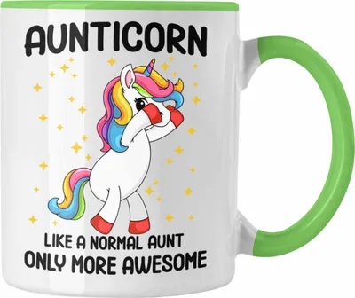 Produktbild von Trendation - Tante Aunticorn Geschenk Tasse Geschenkidee Beste Tante Kaffeetasse Geschenk Lustig (Grün)