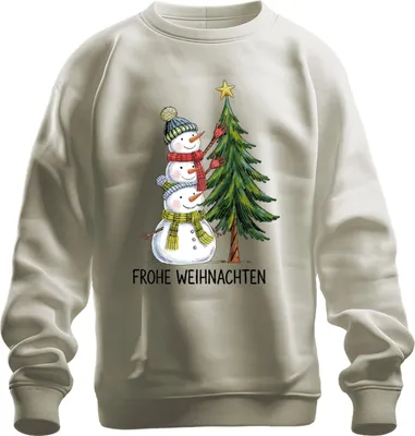 Zdjęcie produktu dla Wesołych Świąt Snowmen Christmas Tree Cute Kids Uni Bluza Pullover, Nature, XL