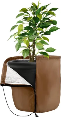 Produktbild von Winterschutz für Kübelpflanzen, Frostschutz Pflanzenhülle, Balkon & Garten, Winter, Braun, Ø 45 cm, Höhe 55 cm