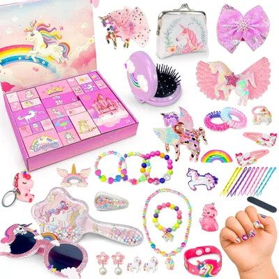 Productafbeelding van Adventskalender 2026 meisjes - 24 dagen eenhoornaccessoires en schatten kerstkalender - Kerstmis aftelkalender