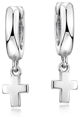Produktbild von MATERIA by Matthias Wagner Damen Ohrringe Kreuz Creolen mit Anhänger Silber 925 rhodiniert 12mm SO-446