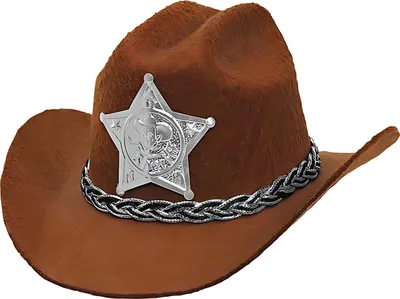 Produktbild von Mini Cowboyhut braun mit Sheriffstern