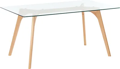 Produktbild von BELIANI Esstisch Transparent Sicherheitsglas 160 x 90 cm mit Holzbeinen Rechteckig Modern Esszimmer Wohnküche Möbel Ausstattung